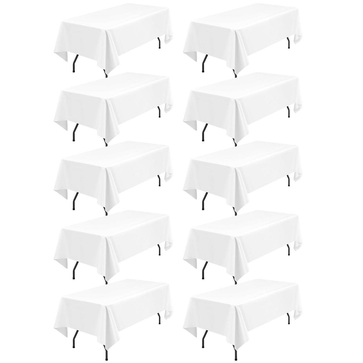 10x Weiße Tischdecken Rechteckig 153x260cm – Waschbar & Wiederverwendbar
