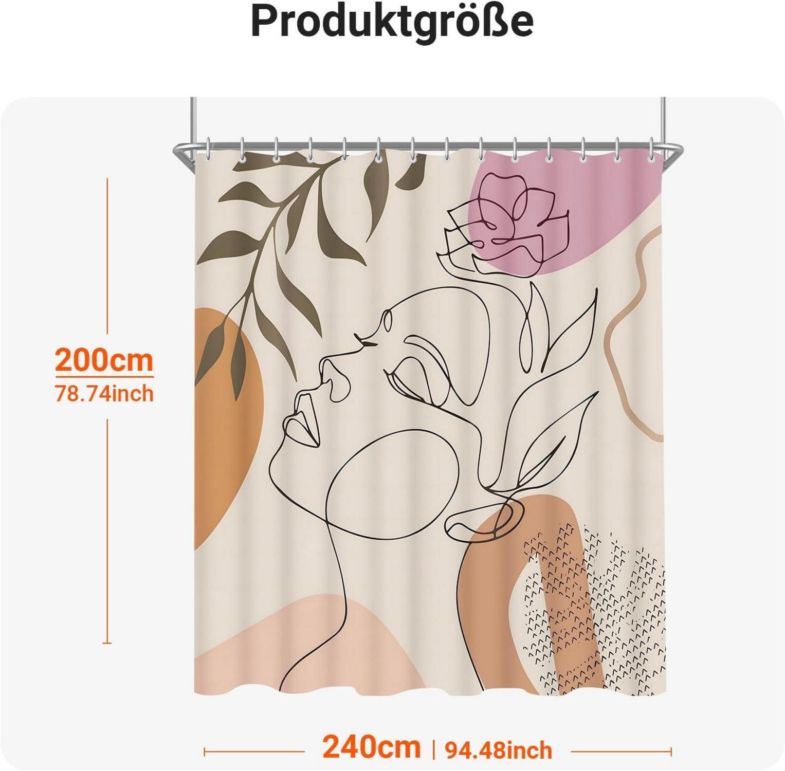 Duschvorhang 240x200cm Frauen-Muster Antischimmel 16 Ösen H200 x B240