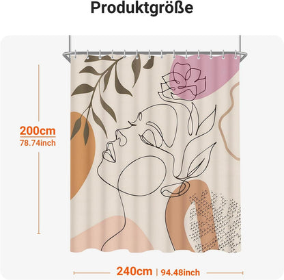 Duschvorhang 240x200cm Frauen-Muster Antischimmel 16 Ösen H200 x B240