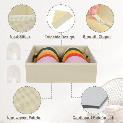 Schrank Organizer Set 12-teilig Stoff Aufbewahrungsboxen Beige