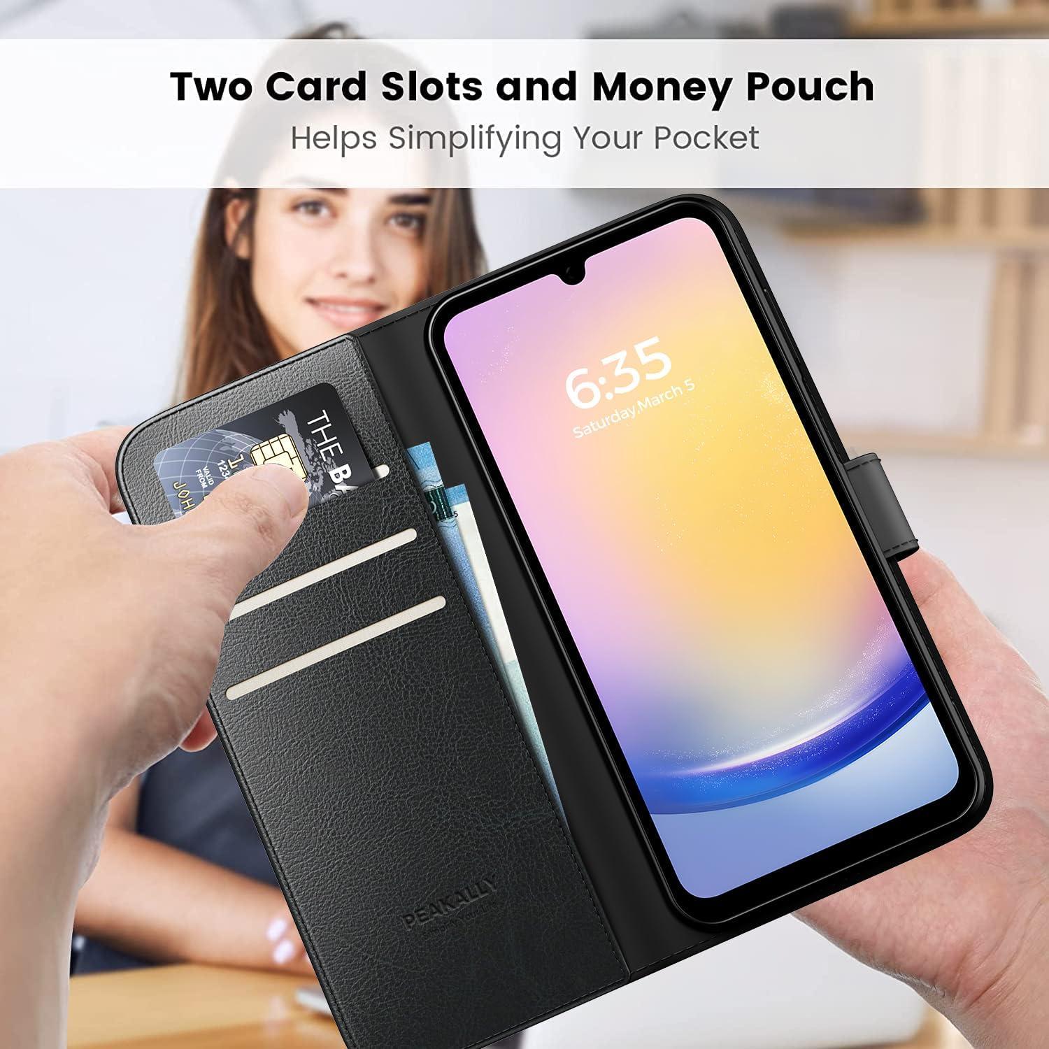 Handyhülle Samsung Galaxy A25 5G Schwarz PU Leder RFID Magnetisch