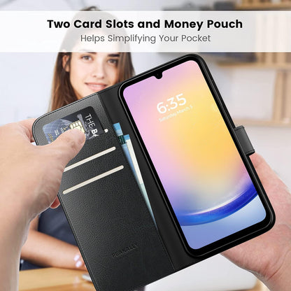 Handyhülle Samsung Galaxy A25 5G Schwarz PU Leder RFID Magnetisch