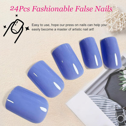 Ceboic 24Pcs Eckig Künstliche Nägel Lavendel Lila