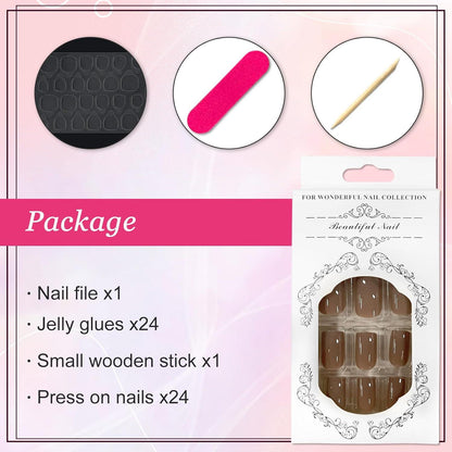 24Pcs Einfarbige Eckig Nägel Zum Aufkleben Fake Acryl Nägel Frauen & Mädchen