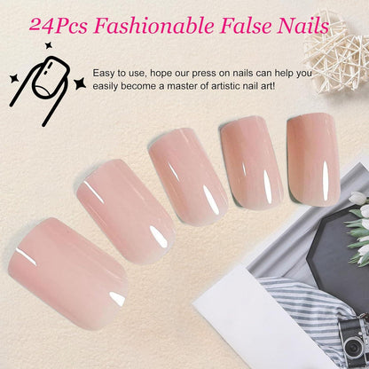 Ceboic 24Pcs French Press on Nails Einfarbig Acrylic