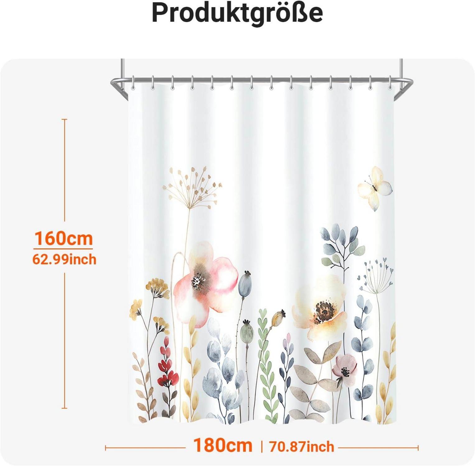 Duschvorhang Blumen 180x160cm antischimmel waschbar wasserabweisend