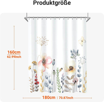 Duschvorhang Blumen 180x160cm antischimmel waschbar wasserabweisend