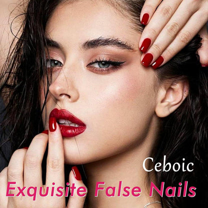24Stück Eckig Nägel Press on Nails Fake Nägel Ballerina Acryl Rot