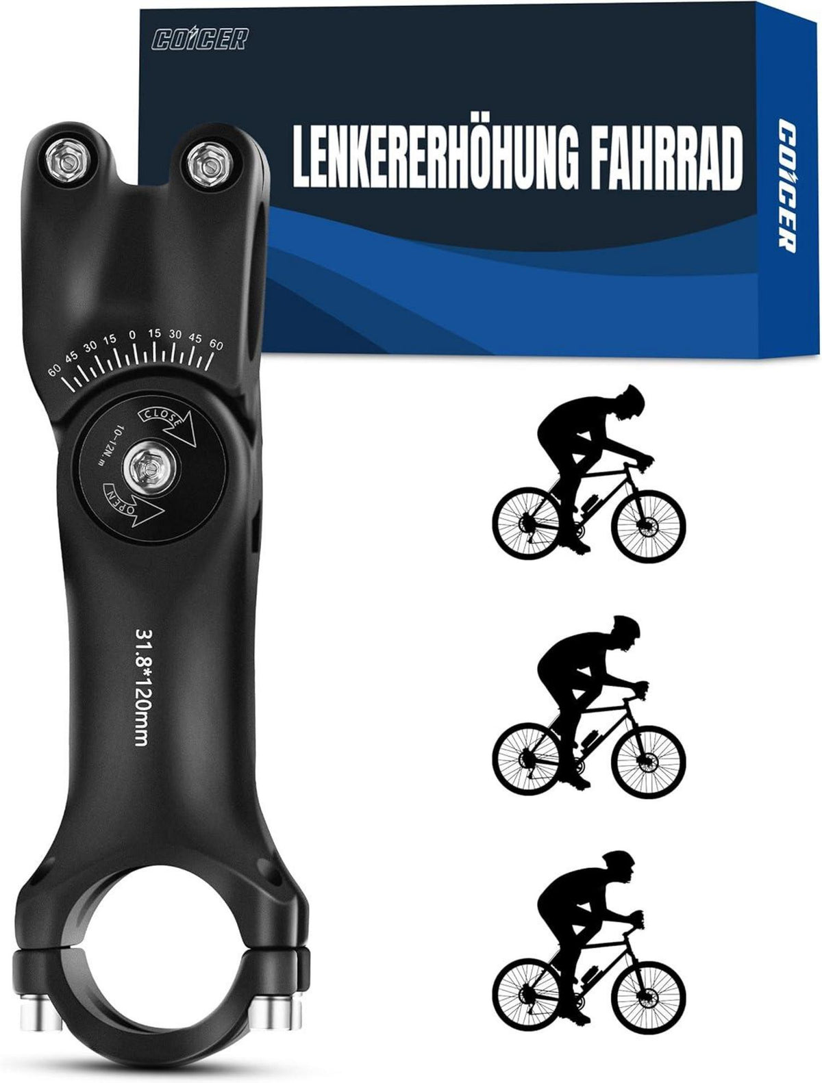 Lenkererhöhung Fahrrad Aluminium MTB Vorbau verstellbar 31.8mm