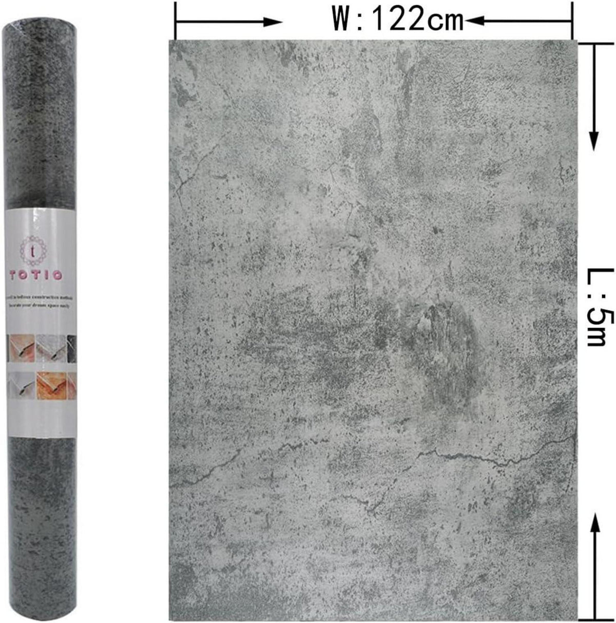 Selbstklebende Betonoptik Möbelfolie 122CMx5M Wasserfest Grau