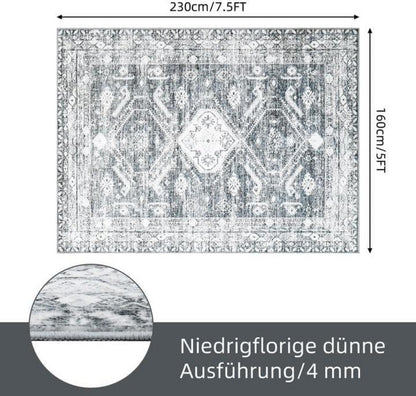 Vintage Teppich Wohnzimmer Schlafzimmer 160x230cm Grau