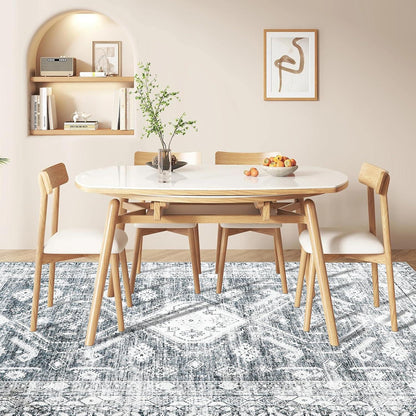 Teppich Vintage Kurzflor 140x200cm Groß Rutschfest Waschbar Grau