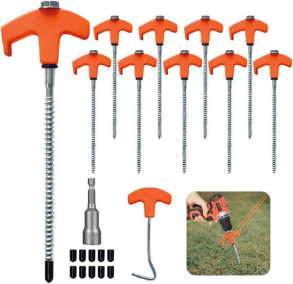 10er Set Zeltheringe mit Gewinde für Camping, Outdoor & Angeln
