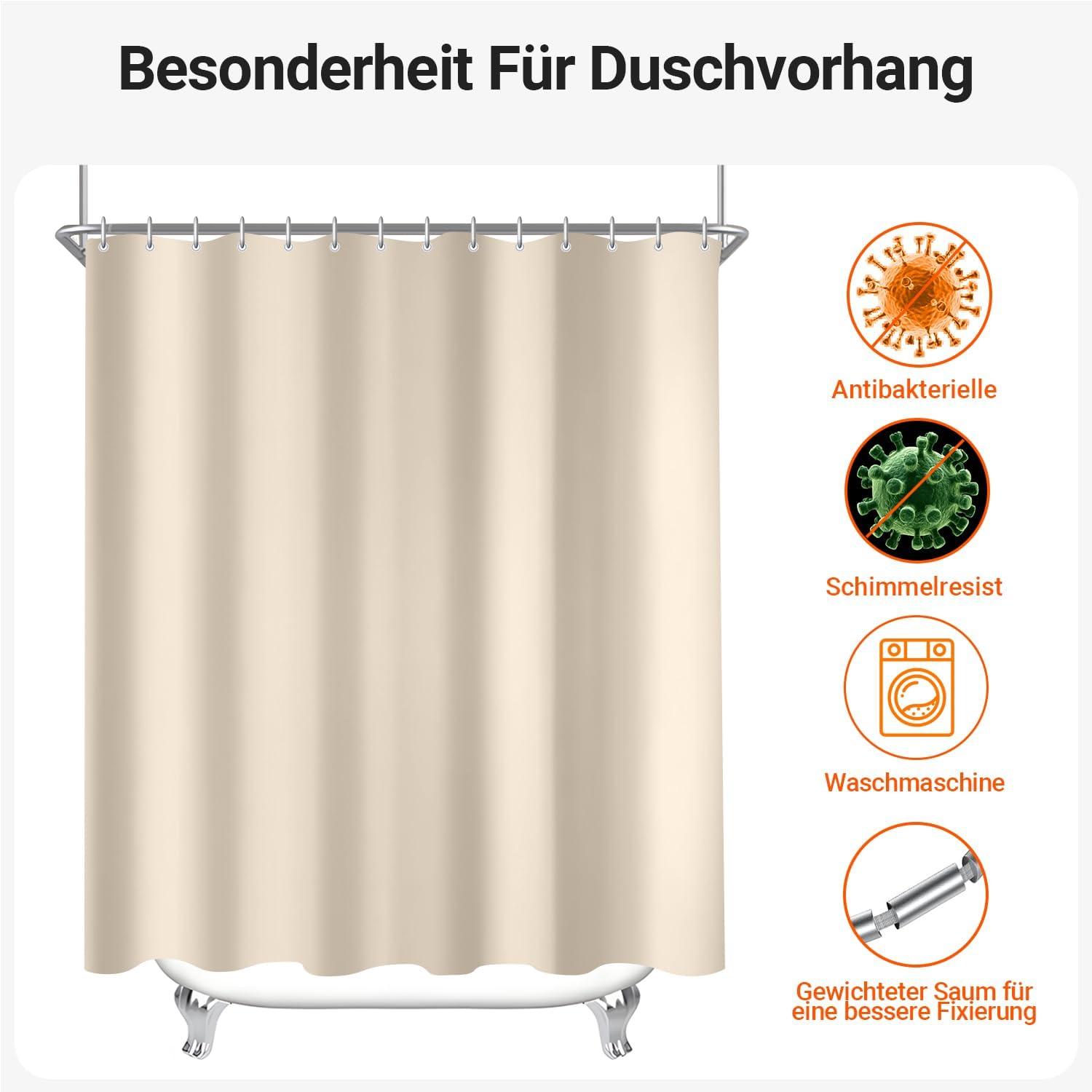Duschvorhang 120x160cm Beige Antischimmel Wasserabweisend Textil
