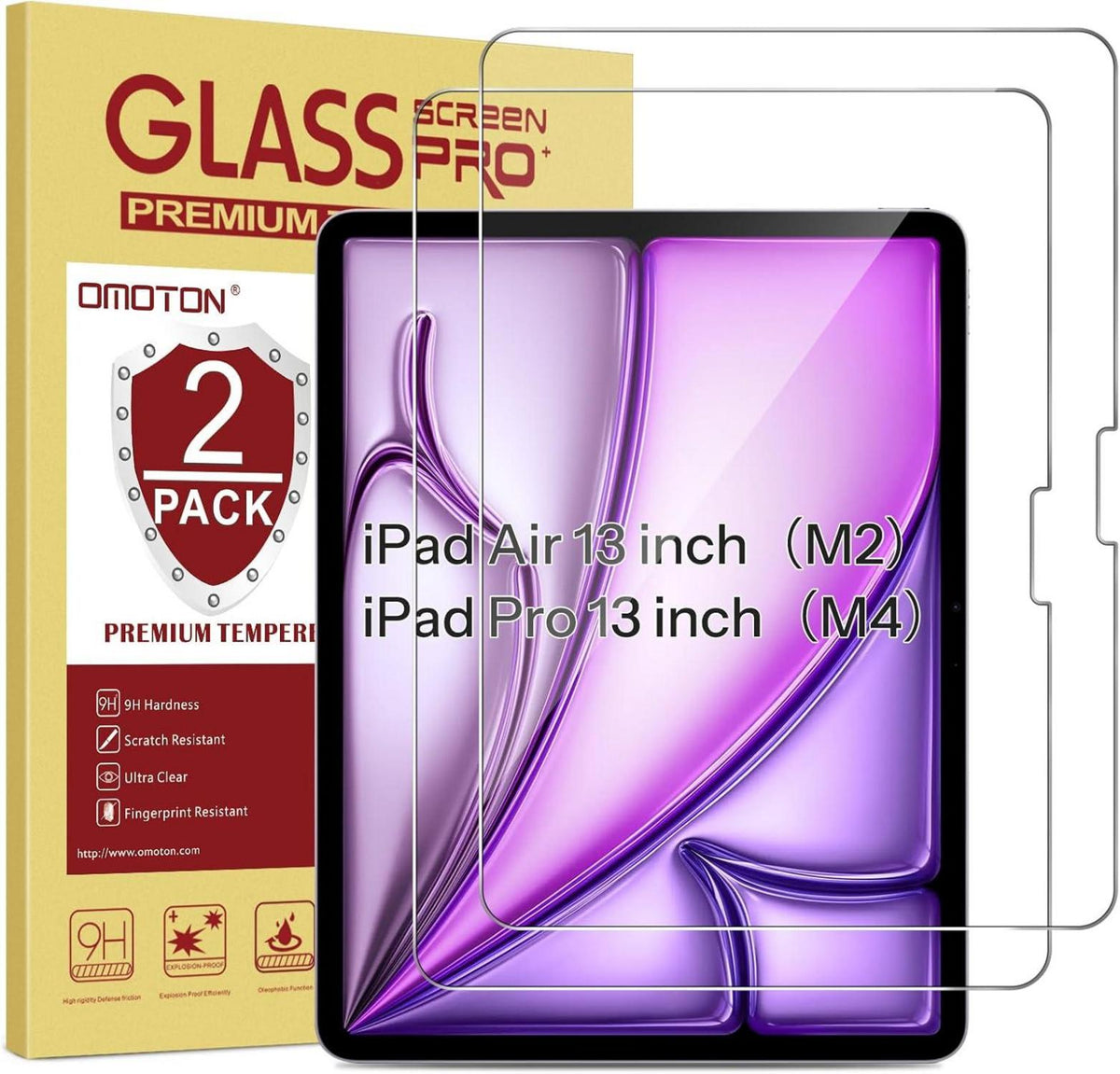 Schutzfolie Panzer Glas iPad Pro/Air 13 2024 2er Set 9H Härte