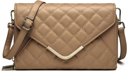 Umhängetasche Damen Klein Leder Gesteppte Tasche Fächer Vegan