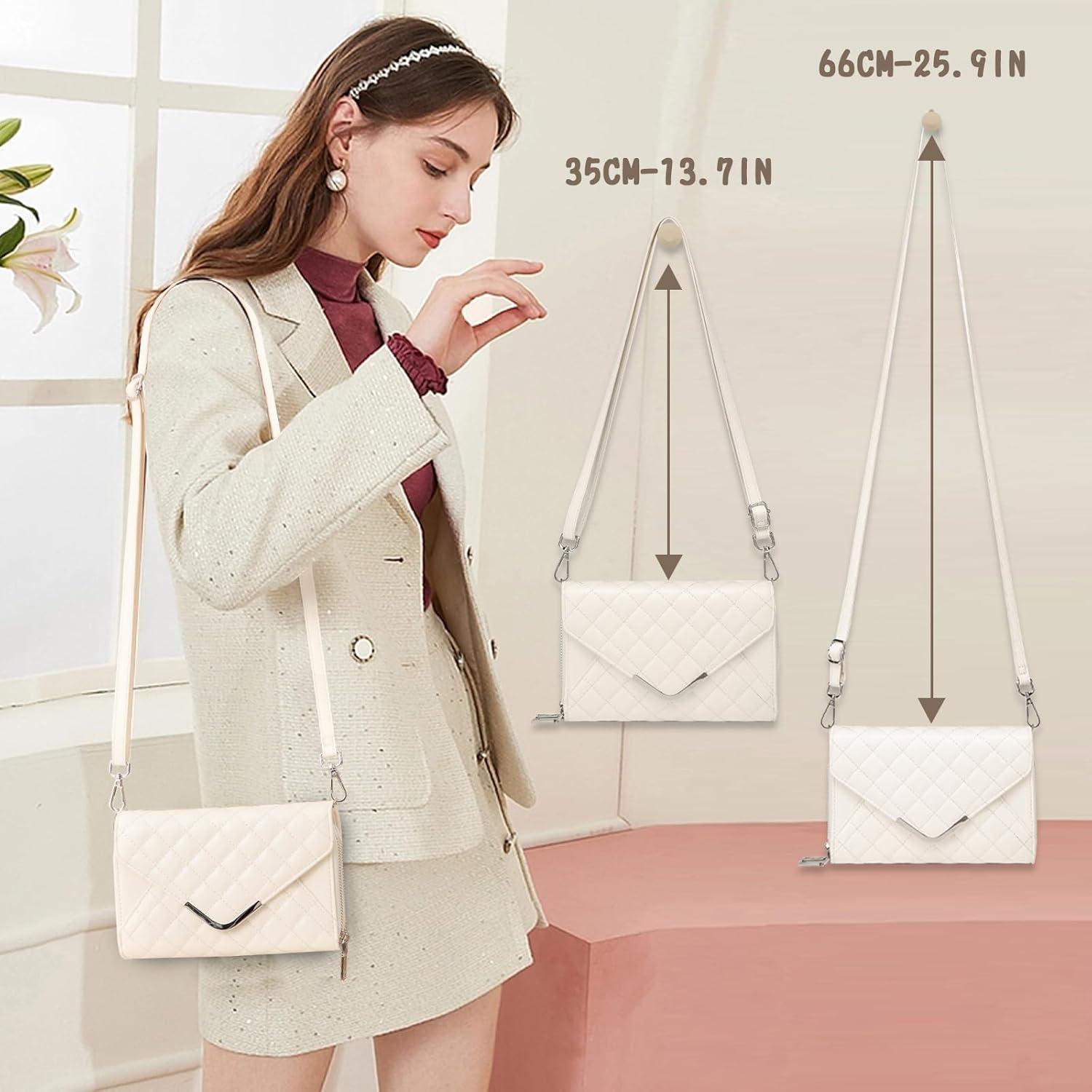 Damen Umhängetasche Klein Leder Gesteppt Mehrere Fächer Crossbody