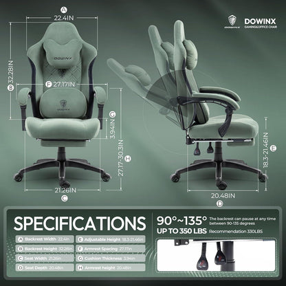Dowinx Gaming Stuhl mit Massage und Fußstütze, Grün