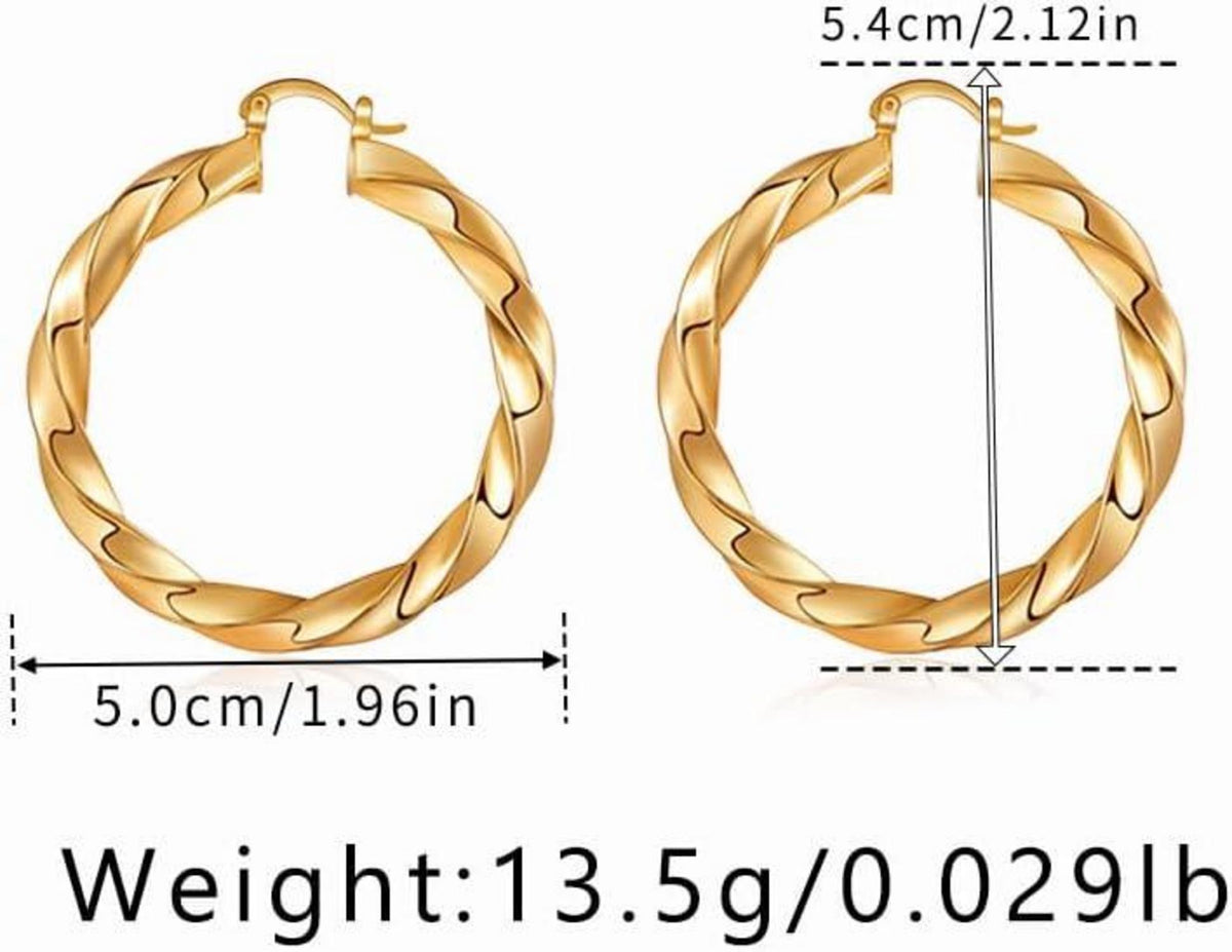 18 Karat Goldene Klobige Creolen Ohrringe für Damen