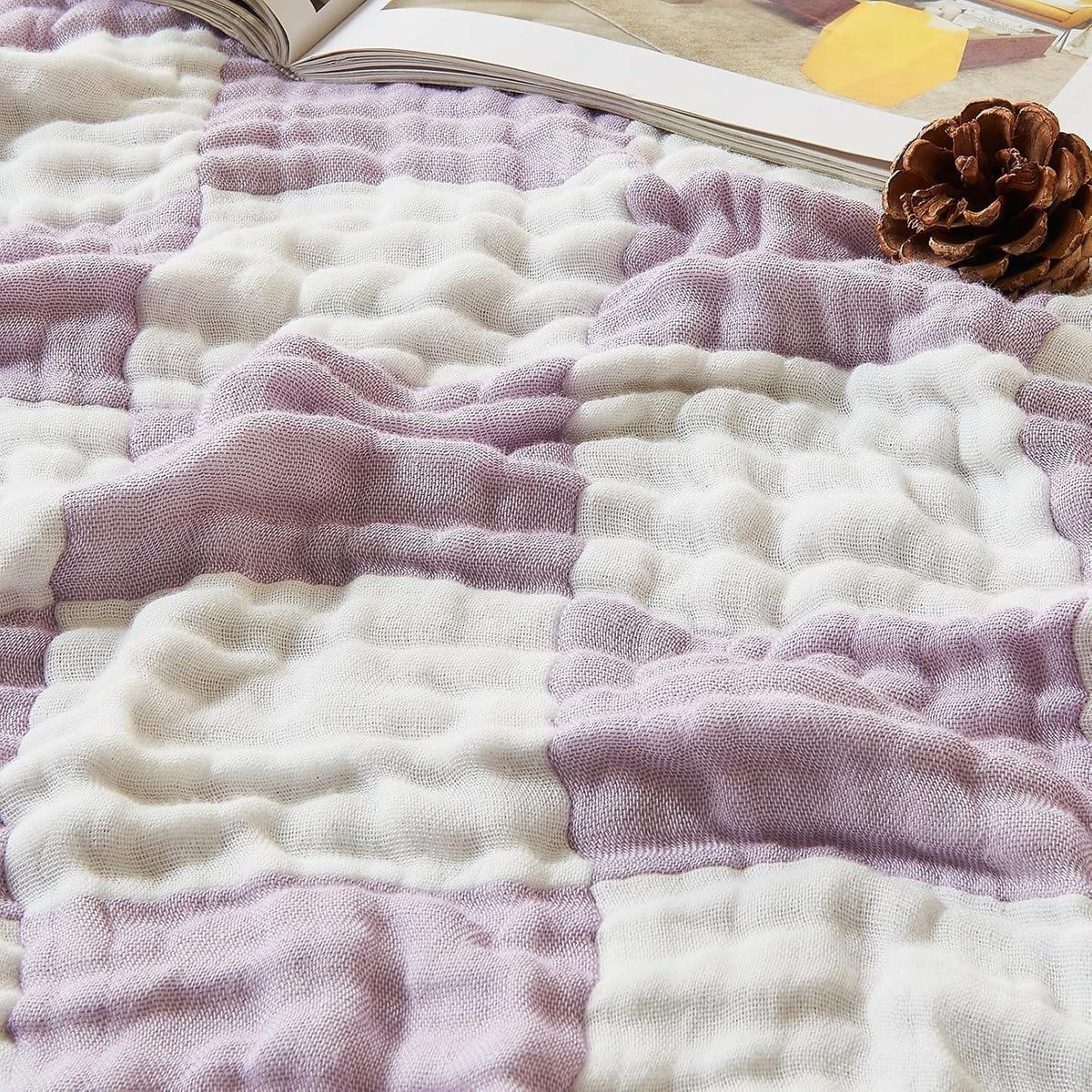 Musselin Decke Kariert 150x200cm Lavendel