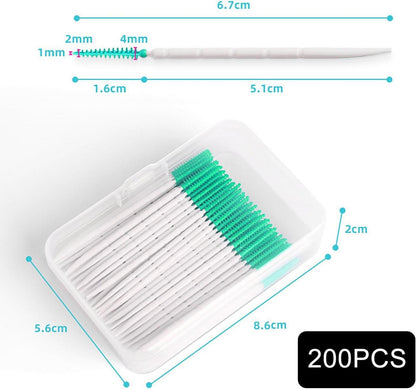 200 Stück Interdentalbürsten Silikon Zahnzwischenraumbürsten grün