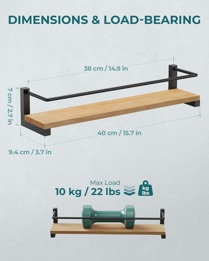 Küchenregal Gewürzregal Hängend Kiefernholz Organizer 40x9cm