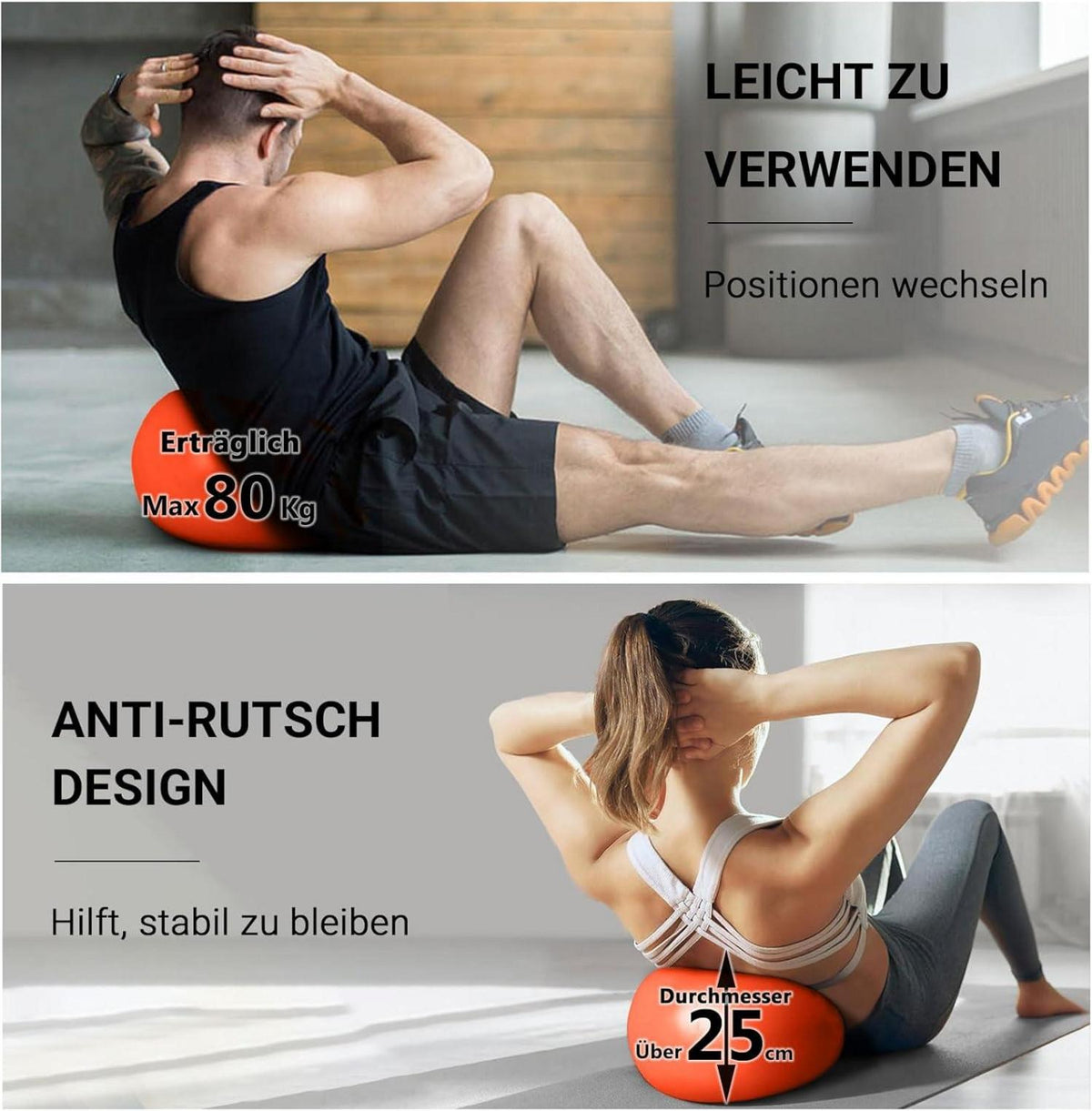 Gymnastikball 25cm Orange Anti-Burst PVC Material bis 80kg