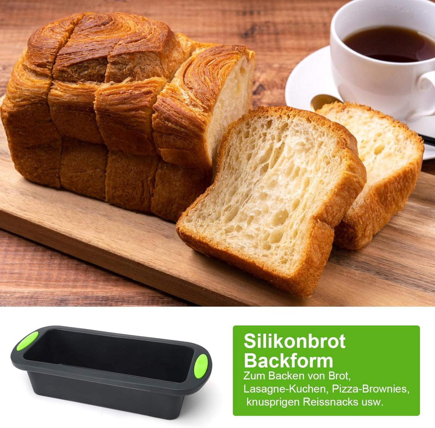 Silikon Brotbackform Antihaft Kastenform BPA-frei 28x12x6.5cm Grau