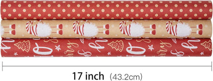 Weihnachts-Geschenkpapierrolle Kraftpapier 43,2 cm x 3 m 3