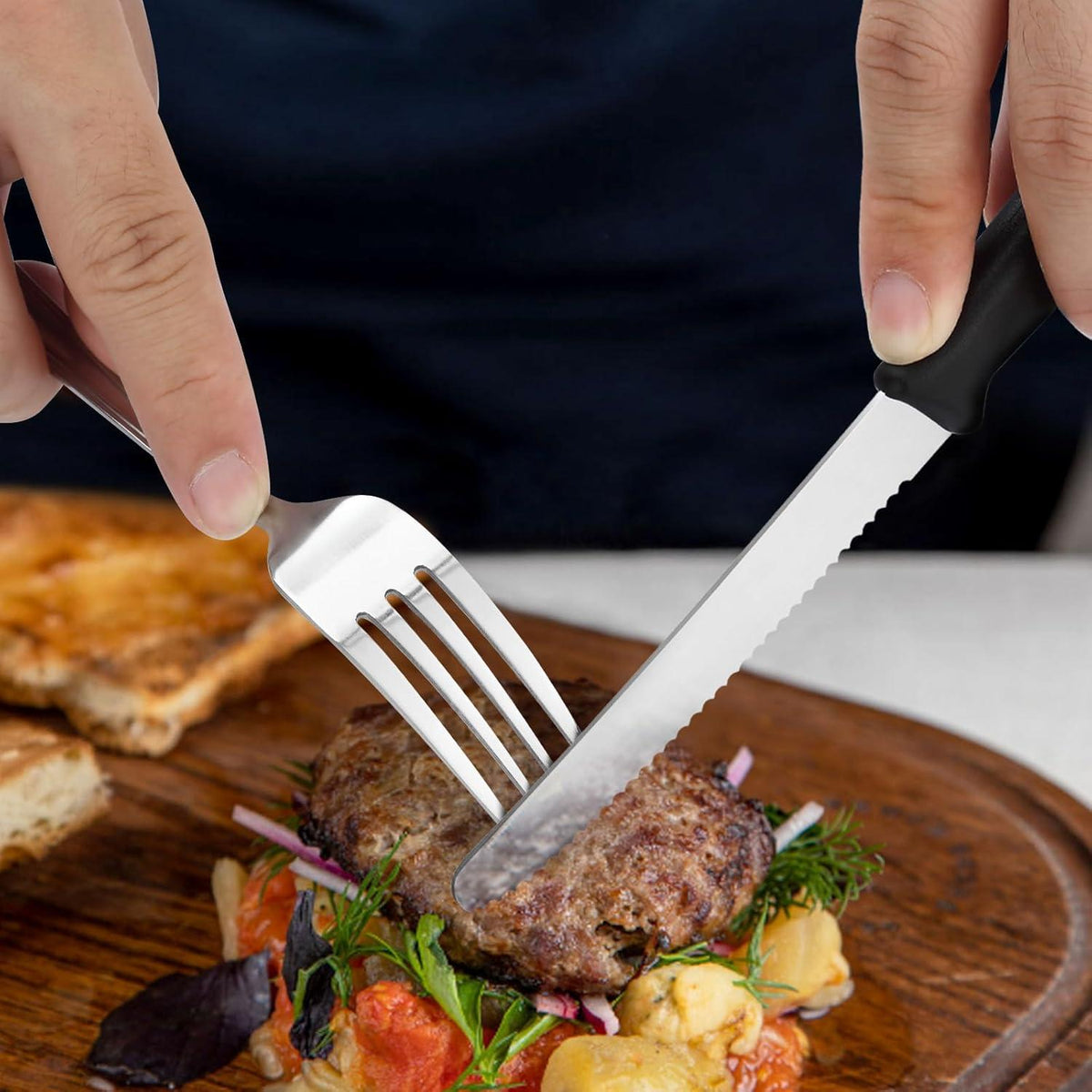 hunnycook Frühstücksmesser Set 12tlg. Wellenschliff Steakmesser