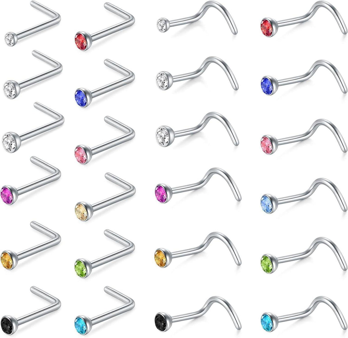 Nasenpiercing Chirurgenstahl Zirconia Strassstein 20G 18G 22G Gold