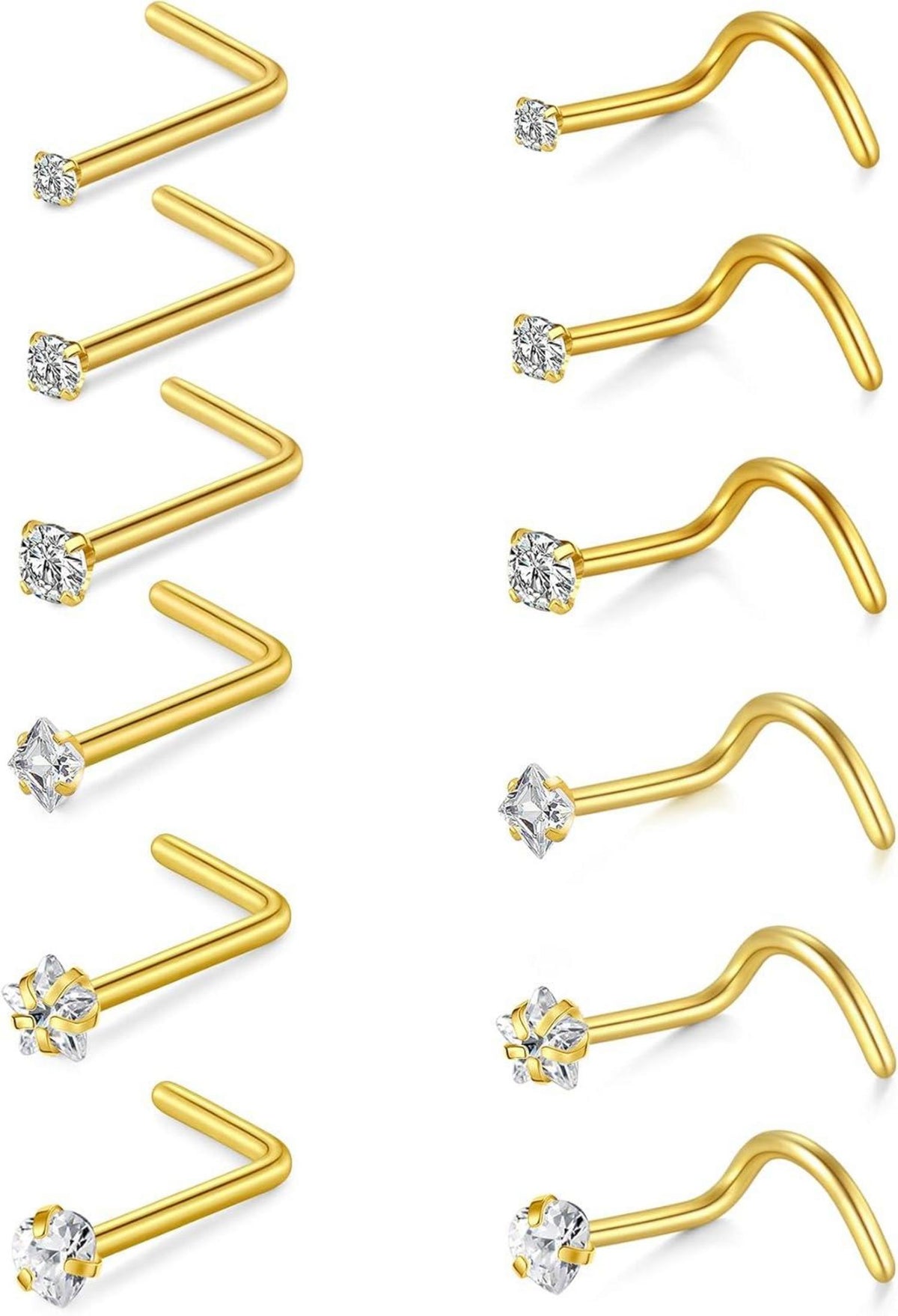 Nasenpiercing Chirurgenstahl Zirconia Strassstein Gold Silber