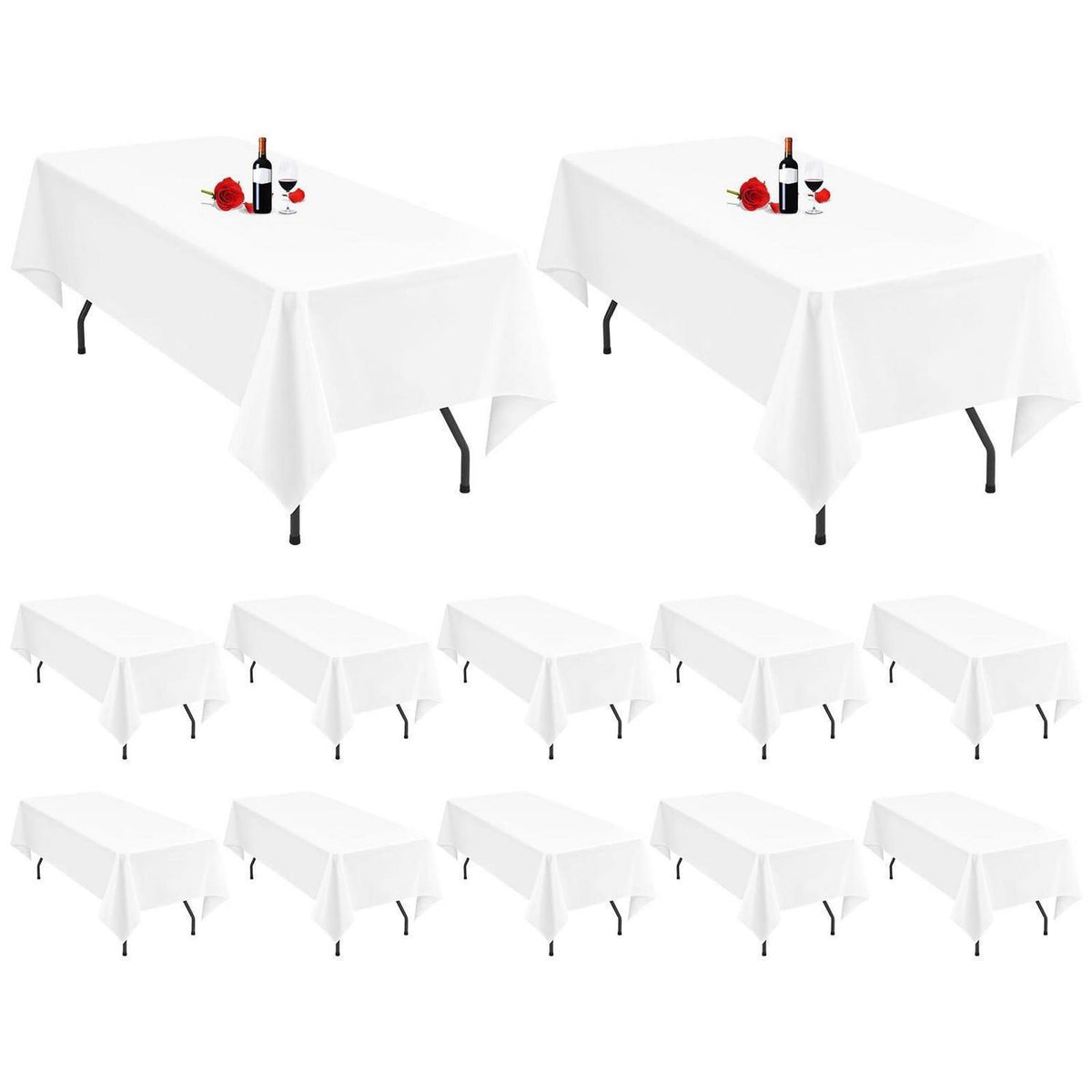 12er-Pack Weiße Tischdecken Rechteckig 153x260 cm – Hochzeit, Bankett