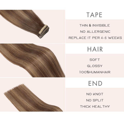 Echthaar Tape Extensions Goldbraun 60cm (24 Zoll)