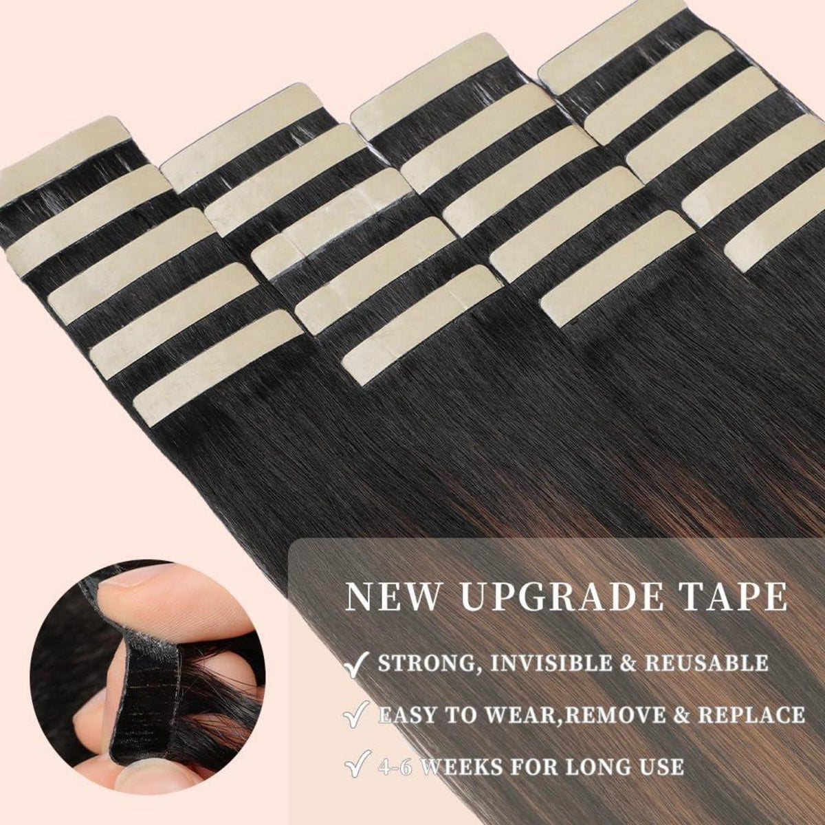 Echthaar Tape Extensions Goldbraun 60cm (24 Zoll)