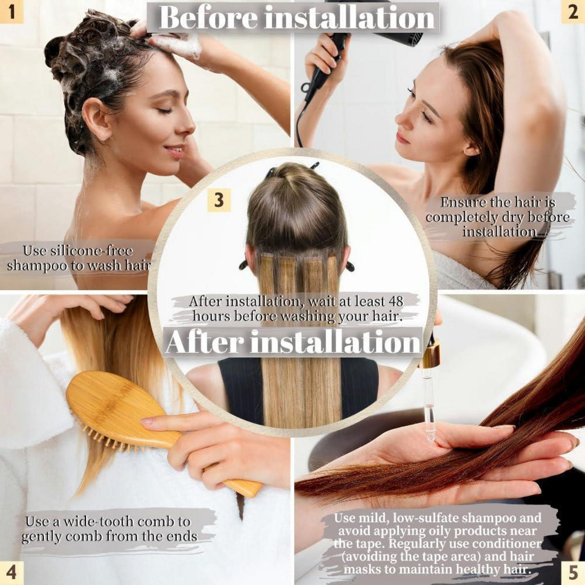 Echthaar Tape Extensions Goldbraun 60cm (24 Zoll)