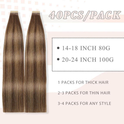 Echthaar Tape Extensions Goldbraun 40cm (16 Zoll)