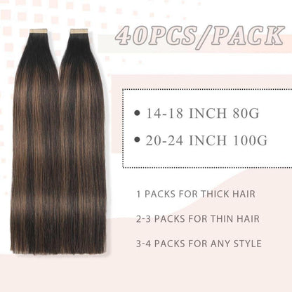 Echthaar Tape Extensions Goldbraun 35cm (1B/1B/6#)