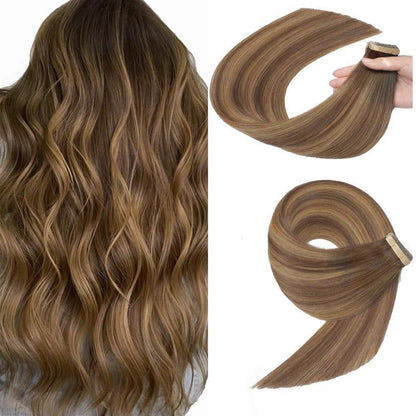 Echthaar Tape Extensions Goldbraun 55cm (22 Zoll)