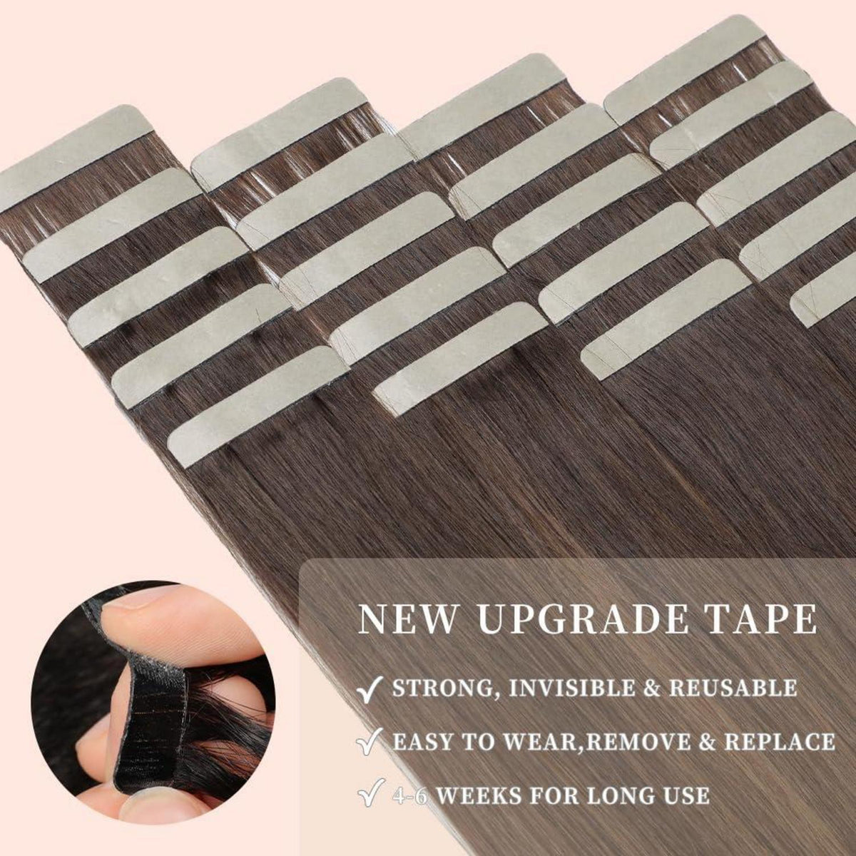 Echthaar Tape Extensions Balayage Braun 55cm (22 Zoll)