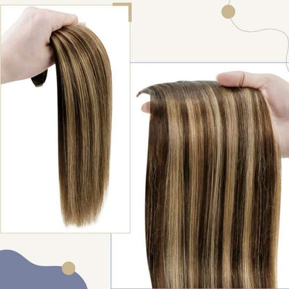 Echthaar Pferdeschwanz Extension Braun Balayage Ombre 35cm