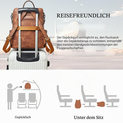 Rucksack Damen Laptopfach 15,6 Zoll Wasserdicht Business in Lederoptik