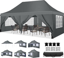 Faltpavillon 3x6m Wasserdicht Stabil Winterfest Grau mit Seitenwänden