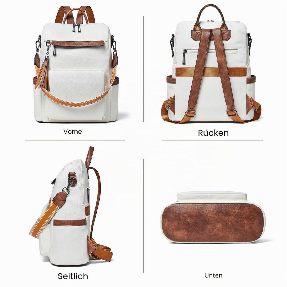 Rucksack Damen Laptopfach 15,6 Zoll Wasserdicht Business in Lederoptik