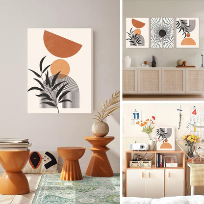 Boho Abstract Wandbilder Schwarz Rotbraun Orange - Nordic