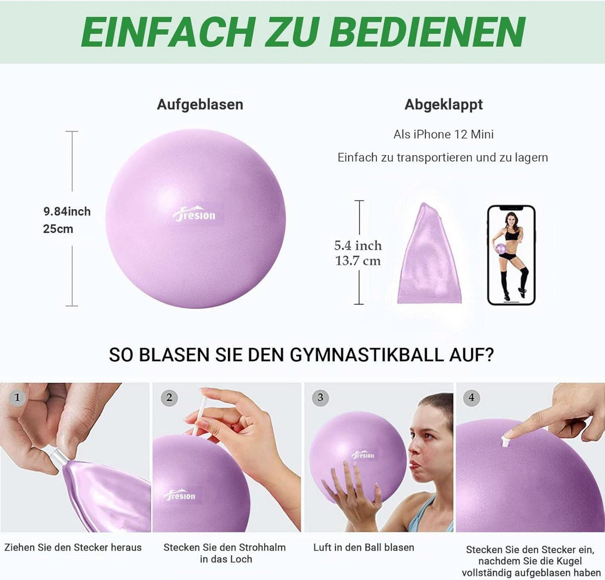 Pilatesball 25cm Yoga Ball Baby Soft Gymnastikball Mauve_fitnessball