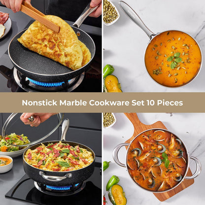 10-teiliges Antihaft-Topfset mit Induktionsboden