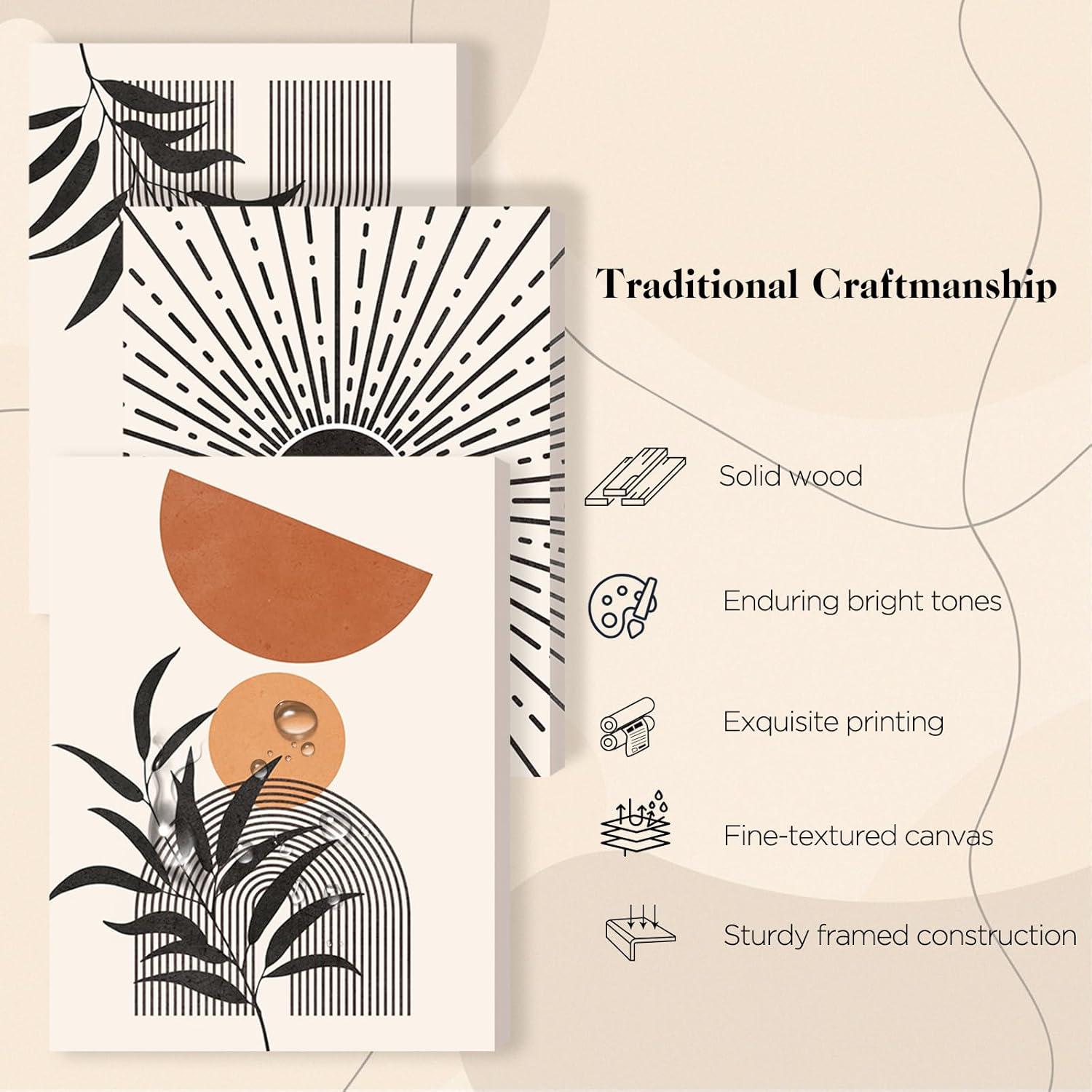 Hyidecorart Boho Arches Sonne Botanical Wandbilder - Schwarz Orange