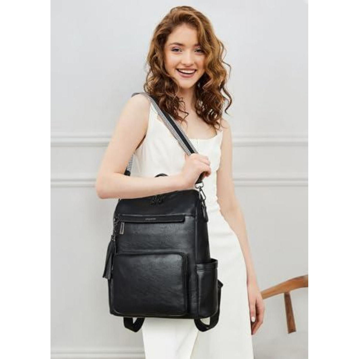 Rucksack Damen Laptopfach 15,6 Zoll Wasserdicht Business in Lederoptik