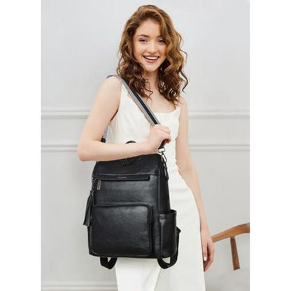 Rucksack Damen Laptopfach 15,6 Zoll Wasserdicht Business in Lederoptik